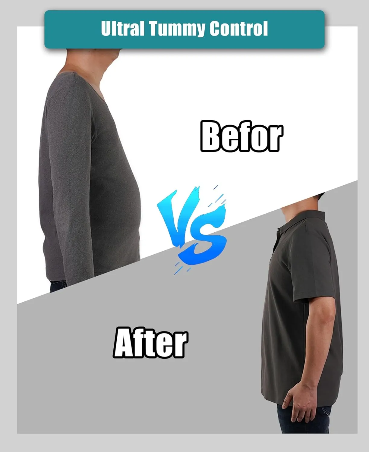 Susclude Shapewear Polo Shirts for Men Long Sleeve Shaper Compression Shirt Top for Tummy Control