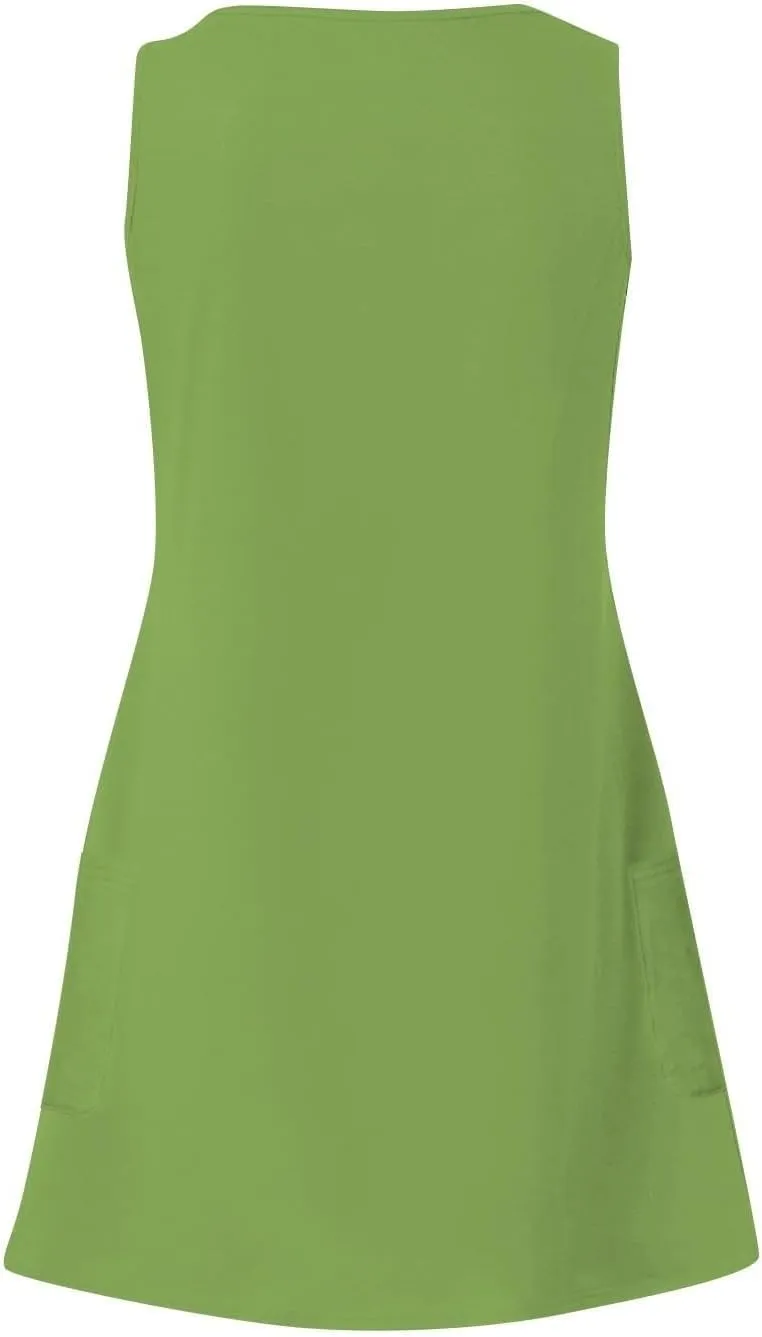 Tank Dresses with Pockets for Women Beach Boho V Neck Sleeveless Tshirt Dress Casual Loose Flowy Solid Travel Sundress