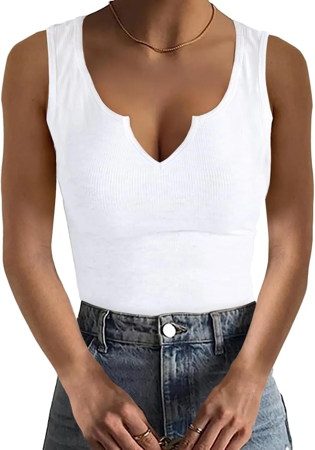 Tank Tops for Women Sleeveless Ribbed Fitted Scoop Neck Basic Cami Shirts