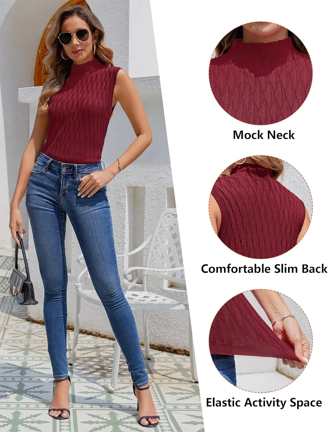 Totatuit Womens Cap Sleeve Sweater Vest 2024 Trendy Textured Clothes Short Sleeve Shirts