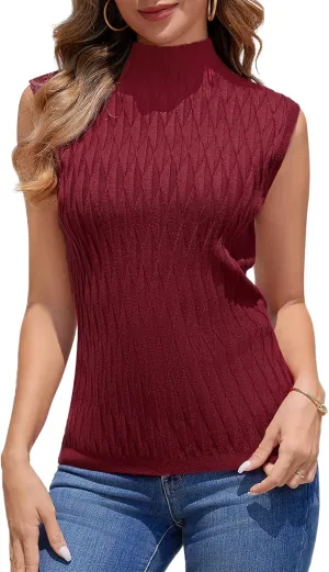 Totatuit Womens Cap Sleeve Sweater Vest 2024 Trendy Textured Clothes Short Sleeve Shirts
