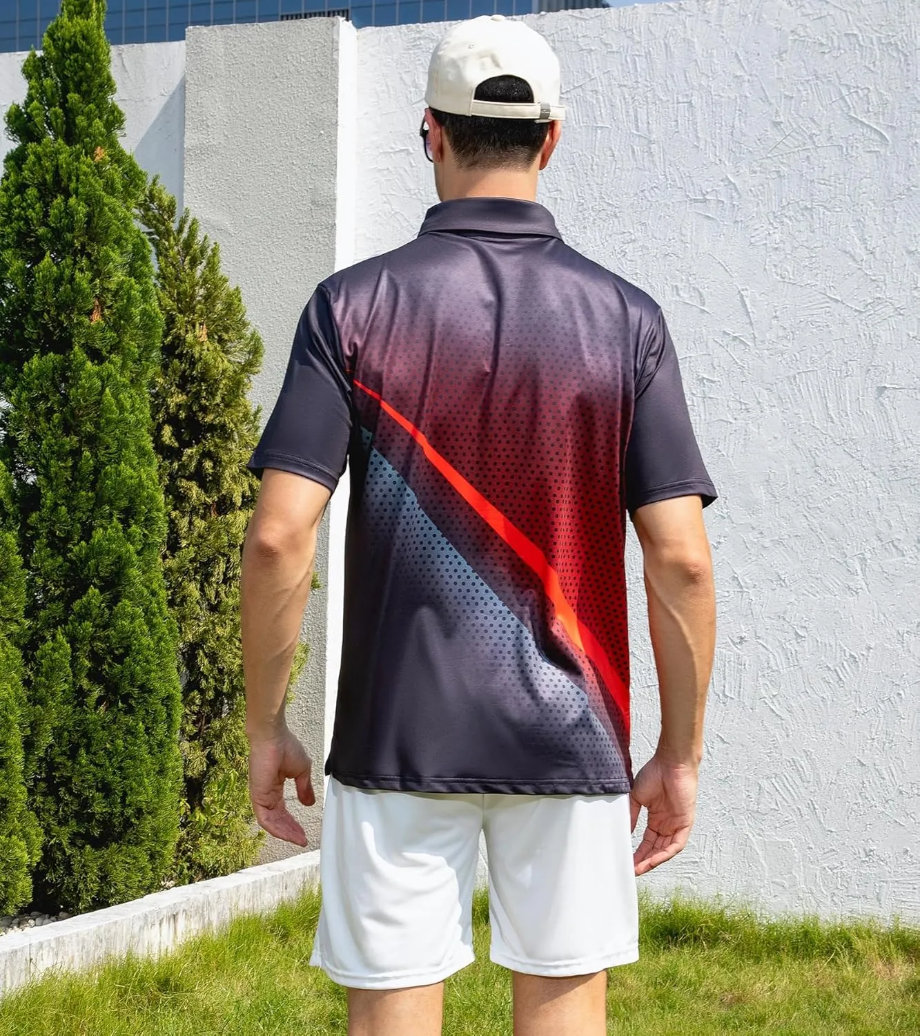 uideazone Mens Golf Shirt Dry Fit Athletic Polo Shirts Moisture Wicking Performance 3D Print Short Sleeve