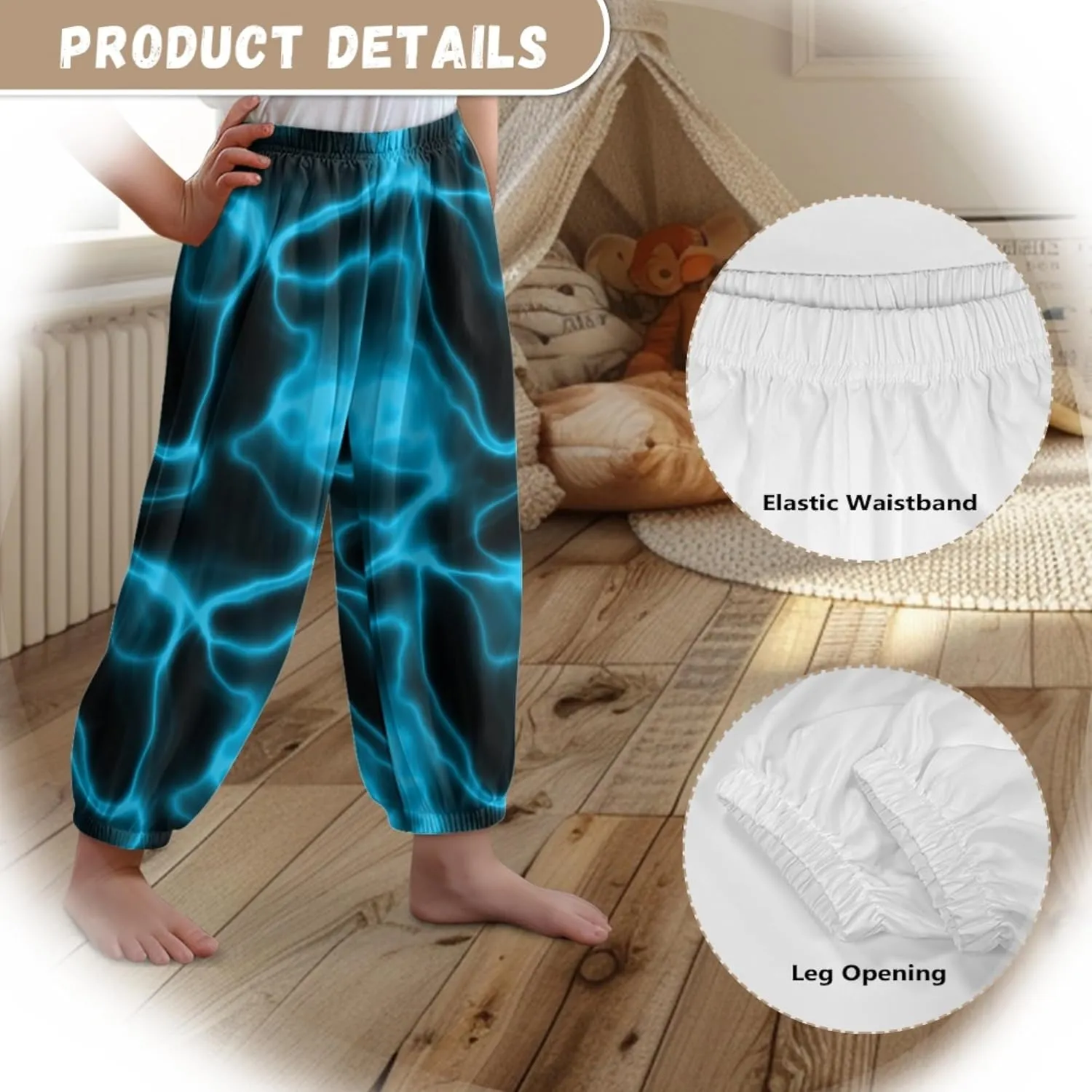 Unisex Little Kids Yoga Trousers Bohemian Beach Pants Baggy Harem Activewear for Boys and Girls Age 3-10
