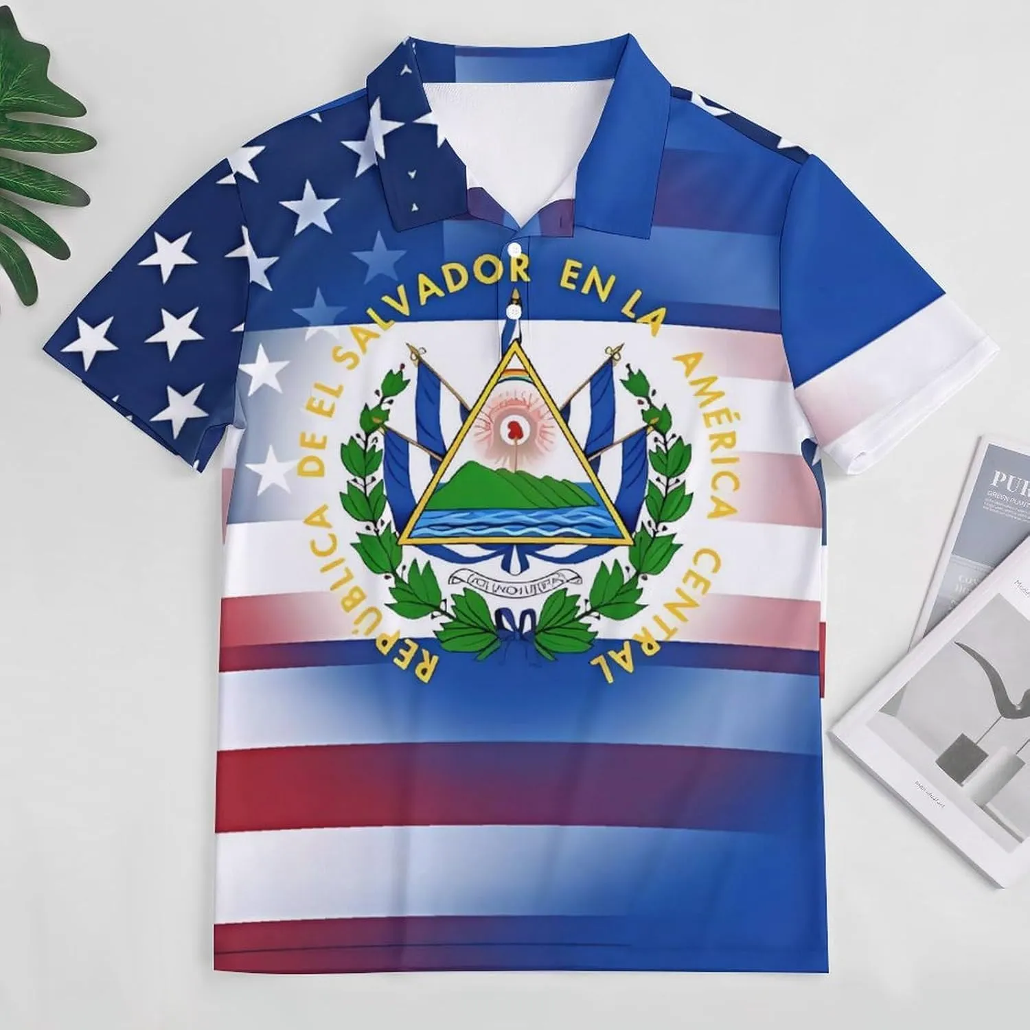 U.S. El Sal-vador Flag Mens Short Sleeve Polo Shirts Straight Sports Golf Tennis T-Shirt Quick Dry Long Top