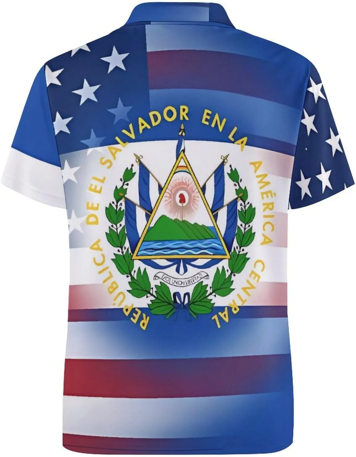 U.S. El Sal-vador Flag Mens Short Sleeve Polo Shirts Straight Sports Golf Tennis T-Shirt Quick Dry Long Top