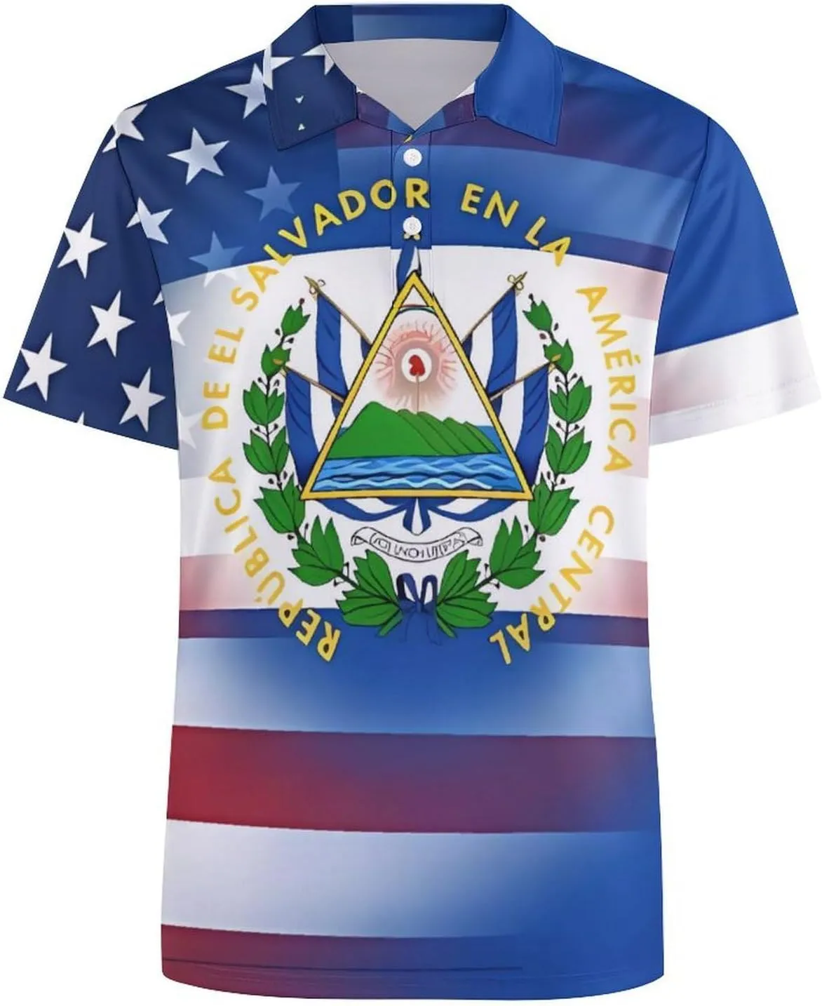 U.S. El Sal-vador Flag Mens Short Sleeve Polo Shirts Straight Sports Golf Tennis T-Shirt Quick Dry Long Top
