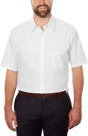 Van Heusen Men's Big Fit Short Sleeve Dress Shirts Poplin Solid (Big and Tall)