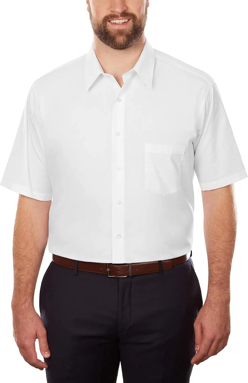 Van Heusen Men's Big Fit Short Sleeve Dress Shirts Poplin Solid (Big and Tall)