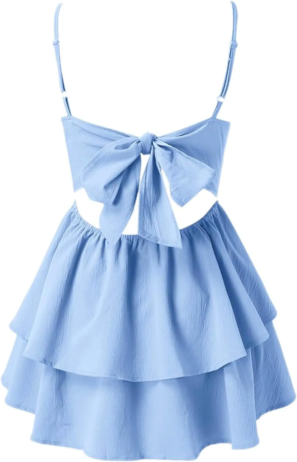 Women's Backless Bow Tie Short Dress 2025 Summer Models Sexy Halter Homecoming Dresses Ruffle Hem Daily Mini Dress