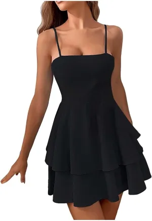 Women's Backless Bow Tie Short Dress 2025 Summer Models Sexy Halter Homecoming Dresses Ruffle Hem Daily Mini Dress
