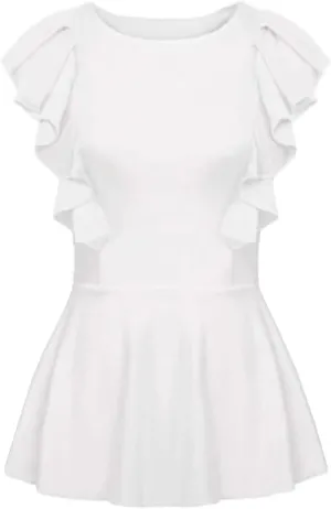 Women's Elegant Sleeveless Peplum Tops Summer Crewneck/Spaghetti Straps Cami Shirts S-3XL