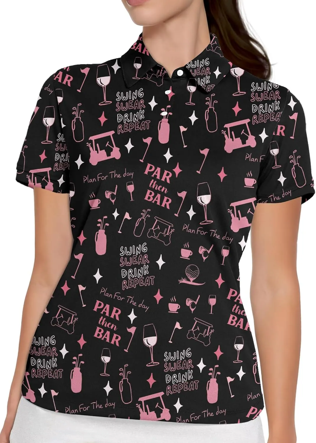 Womens Golf Shirt Funny Polo Shirts for Women Short Sleeve Golf Outfit