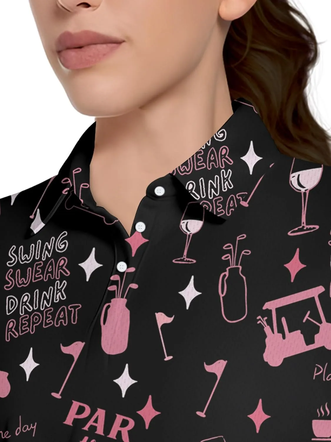 Womens Golf Shirt Funny Polo Shirts for Women Short Sleeve Golf Outfit