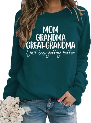 Womens Great Grandma Sweatshirt Crewneck Casual Pullover Loose Comfy Grandma Gifts Shirts Top