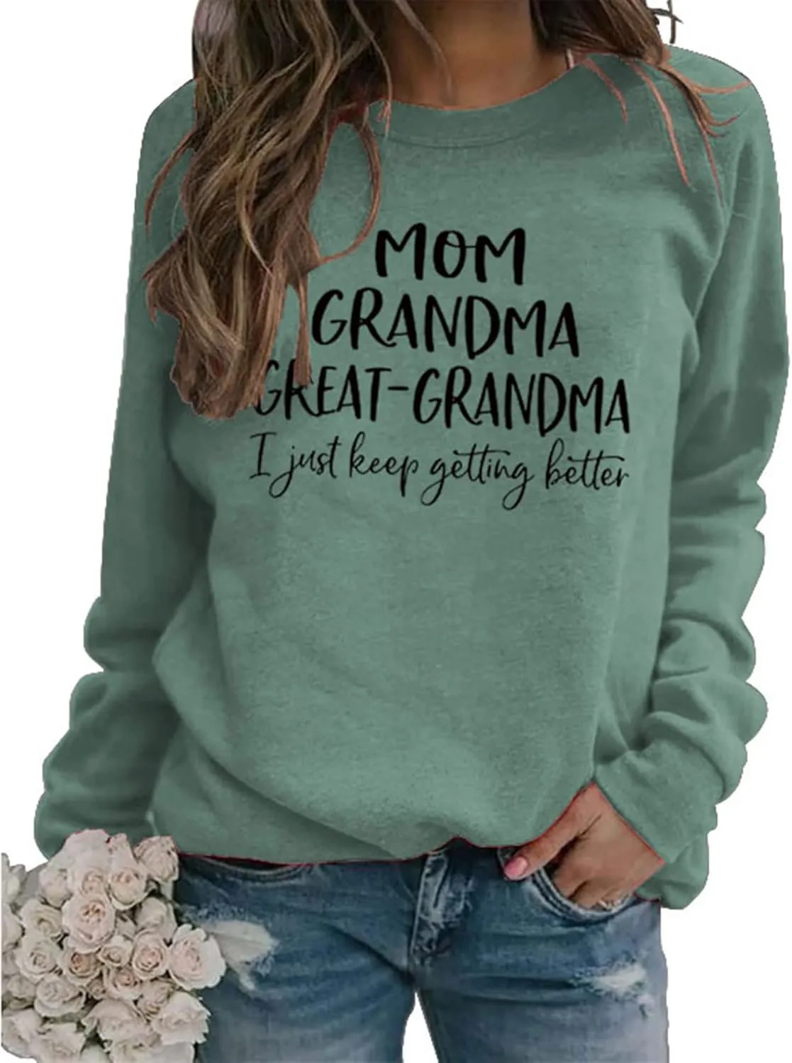 Womens Great Grandma Sweatshirt Crewneck Casual Pullover Loose Comfy Grandma Gifts Shirts Top