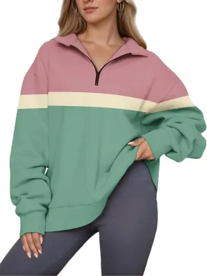 Womens Half Zip Sweatshirts Fall Fashion Oversized Hoodies Pullover Long Sleeve Shirts Clothes
