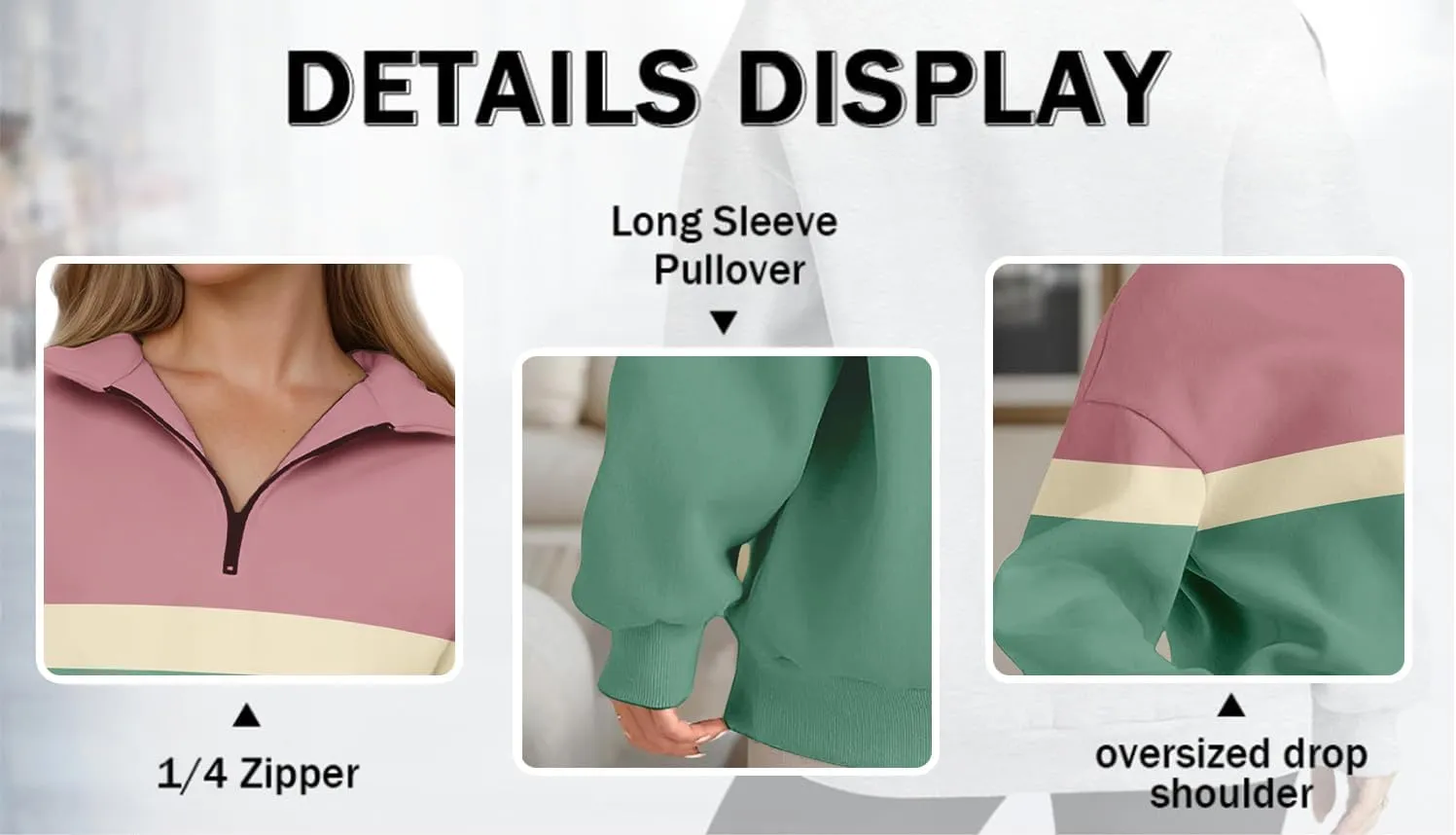 Womens Half Zip Sweatshirts Fall Fashion Oversized Hoodies Pullover Long Sleeve Shirts Clothes