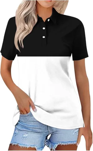 Women's Polo Shirts Casual Work Quick Dry Short Sleeve Collared Golf Shirt S-5XL