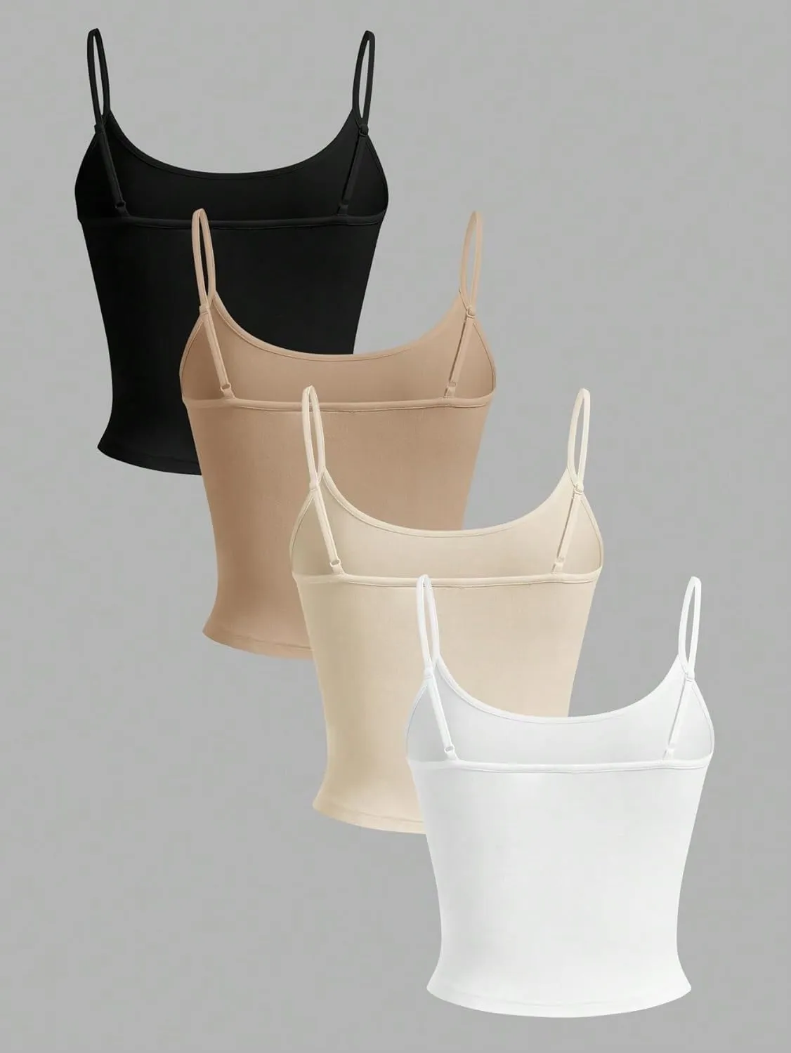 Women's Shirts 4pcs Tight-Fit Short Casual Camisole Fashion Camis Tank Tops