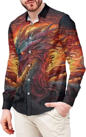 Xhuibop Mens Casual Button Down Shirts Long Sleeve Autumn Clothing Outfits Tops