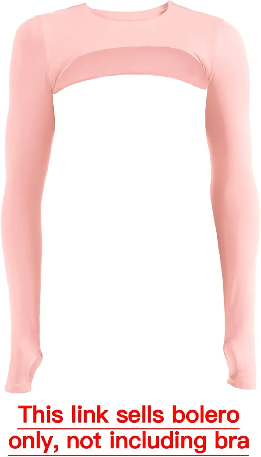 YEOREO Women Crop Top Long Sleeve Bolero Open Front Workout Cropped Shirts Sports Shrug