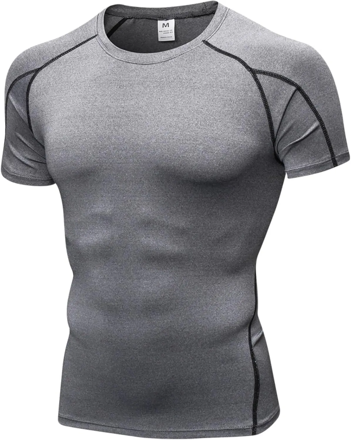 YUSHOW Men's Compression Shirts for Workout Moisture Wicking Quick Dry Running Athletic Base Layer Short Sleeve