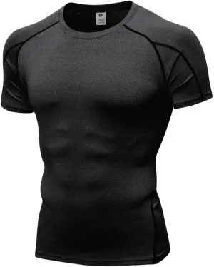 YUSHOW Men's Compression Shirts for Workout Moisture Wicking Quick Dry Running Athletic Base Layer Short Sleeve