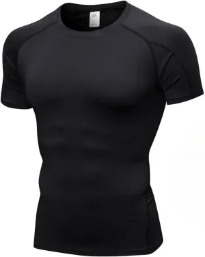 YUSHOW Men's Compression Shirts for Workout Moisture Wicking Quick Dry Running Athletic Base Layer Short Sleeve