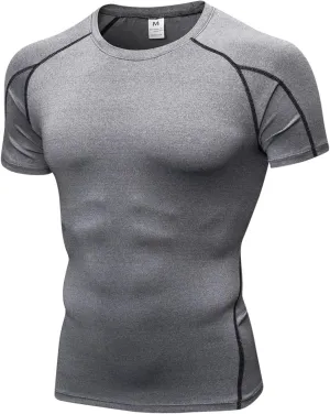 YUSHOW Men's Compression Shirts for Workout Moisture Wicking Quick Dry Running Athletic Base Layer Short Sleeve