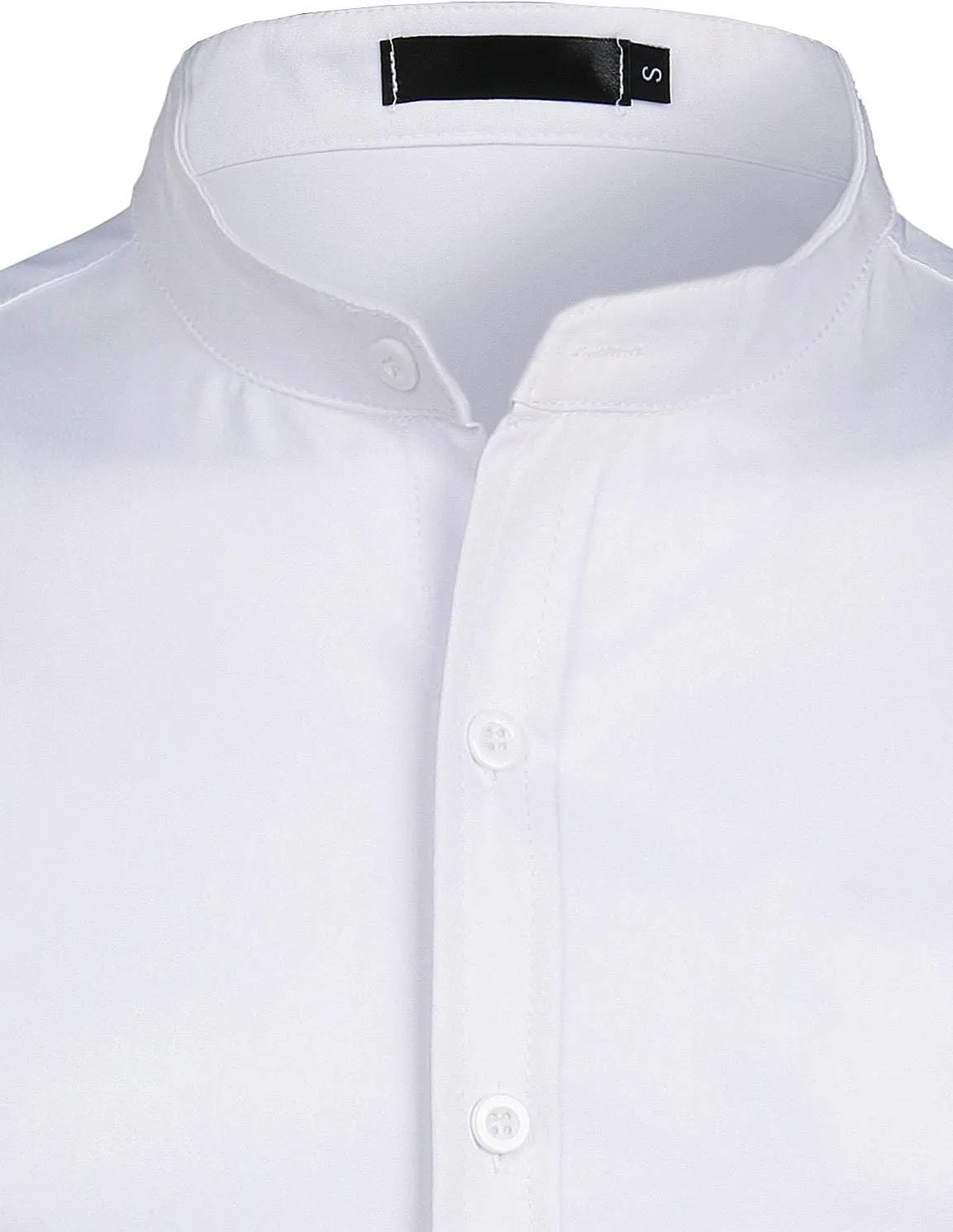 ZEROYAA Mens Hipster Solid Slim Fit Long Sleeve Mandarin Collar Dress Shirts