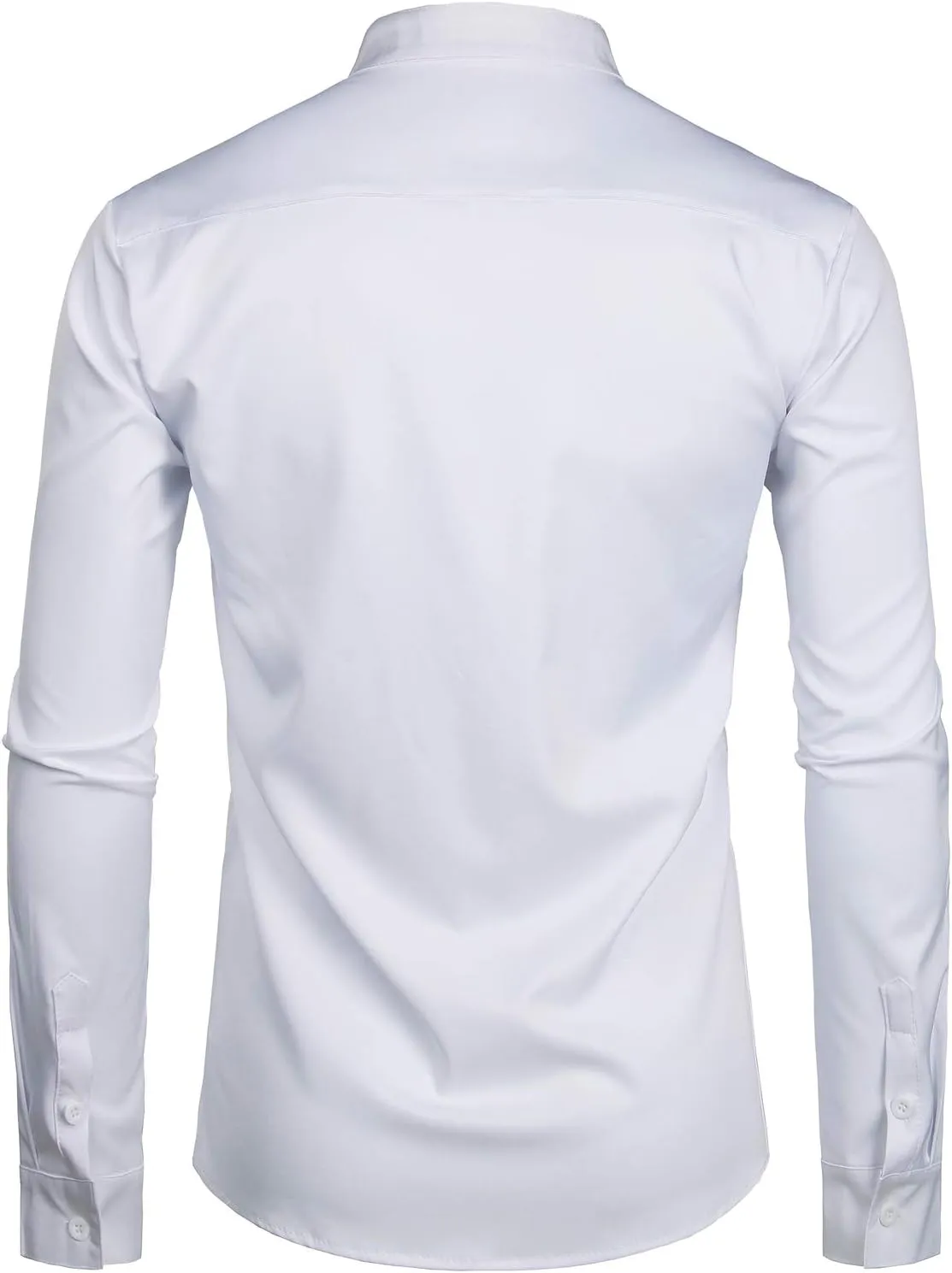 ZEROYAA Mens Hipster Solid Slim Fit Long Sleeve Mandarin Collar Dress Shirts