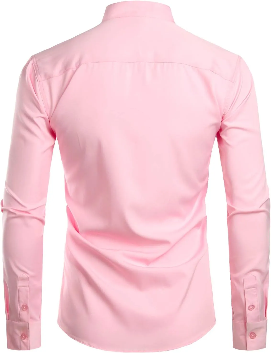 ZEROYAA Mens Hipster Solid Slim Fit Long Sleeve Mandarin Collar Dress Shirts