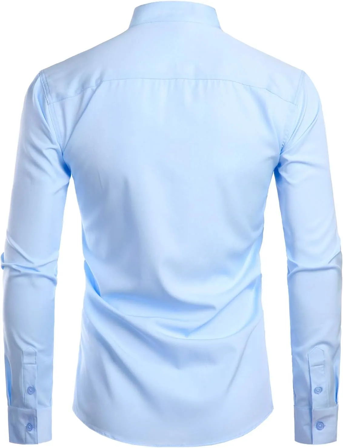 ZEROYAA Mens Hipster Solid Slim Fit Long Sleeve Mandarin Collar Dress Shirts