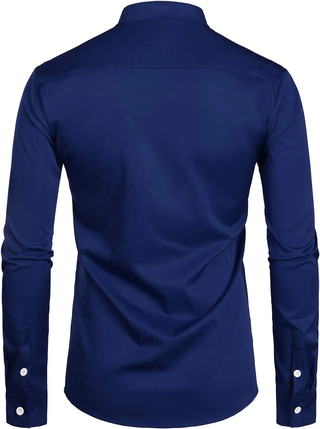 ZEROYAA Mens Hipster Solid Slim Fit Long Sleeve Mandarin Collar Dress Shirts