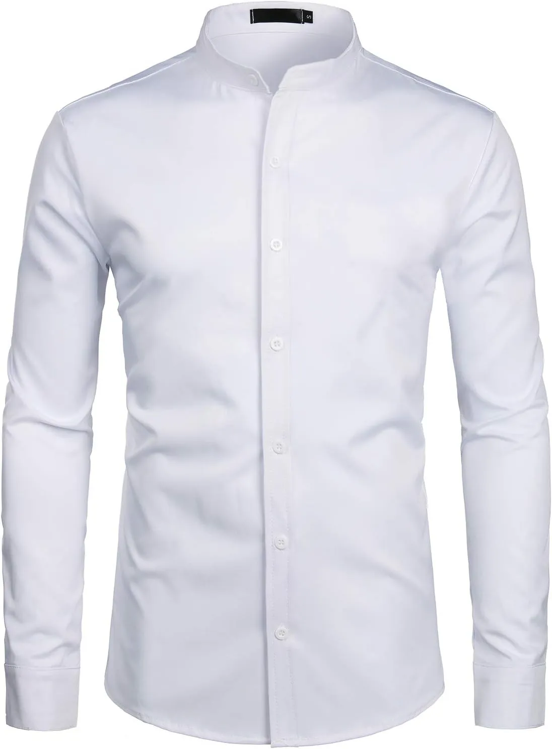 ZEROYAA Mens Hipster Solid Slim Fit Long Sleeve Mandarin Collar Dress Shirts